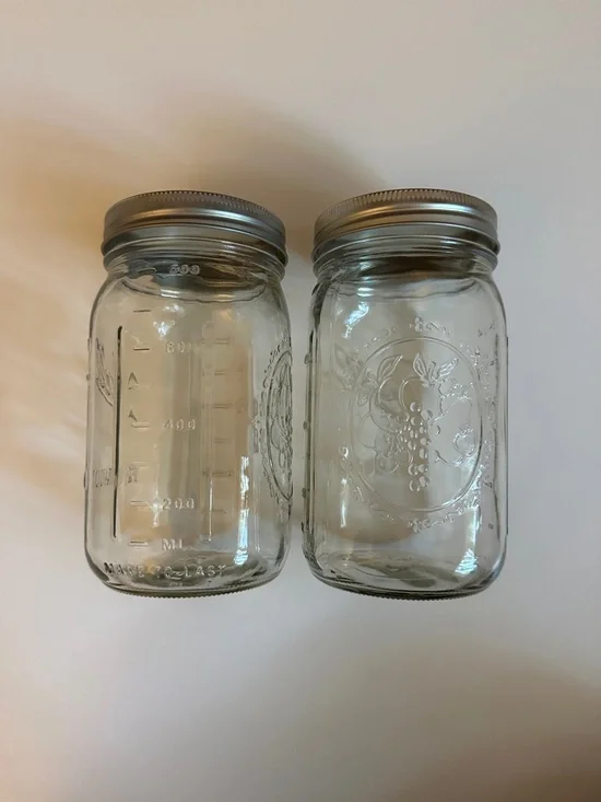 Ball Clear Glass Mason Jars with Silver Lids - Set of 2 - Picture 2 of 4